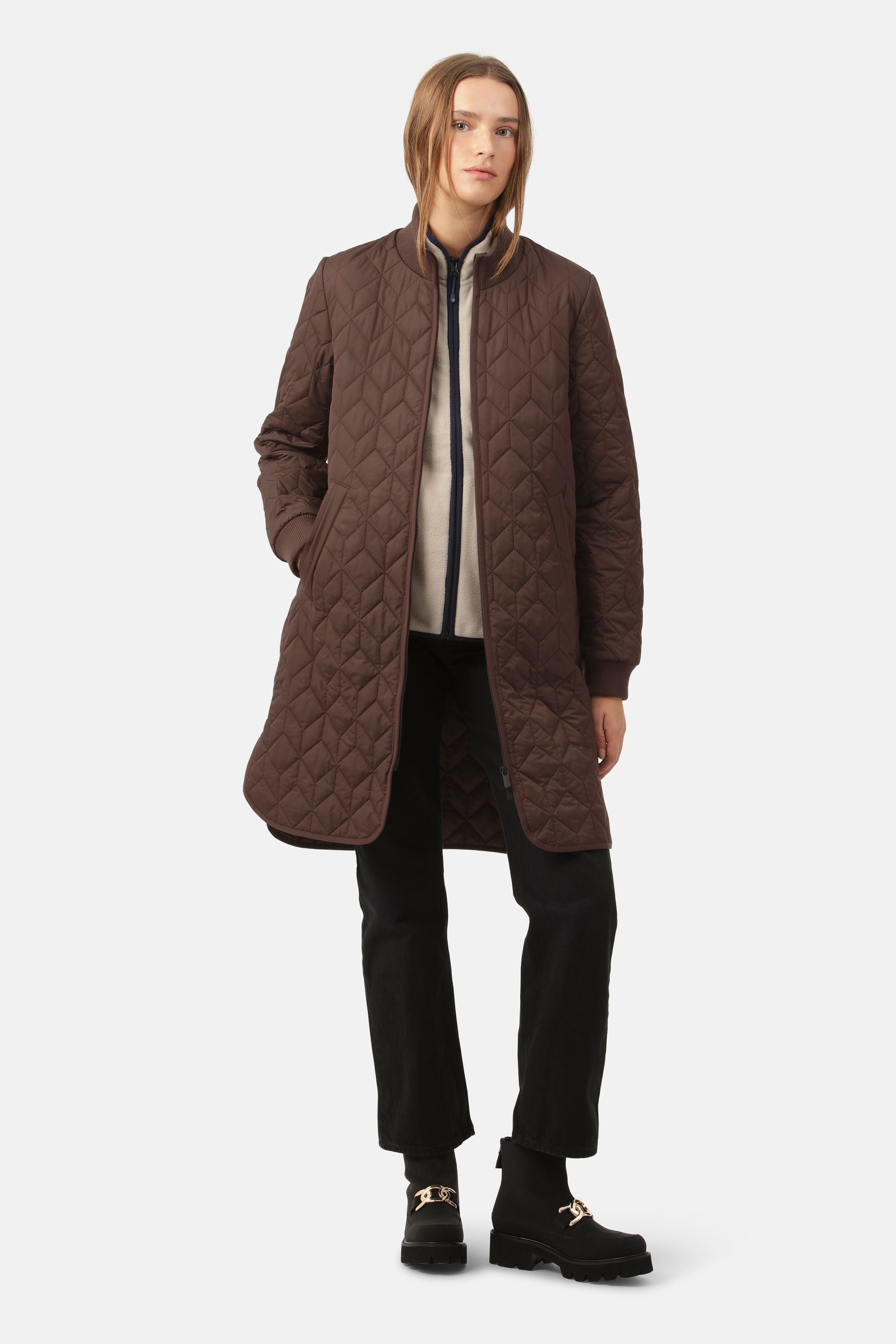 Chaqueta Larga Acolchada - Ebony